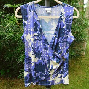 Jaclyn Smith Stretchy Sleeveless Floral Wrap Top